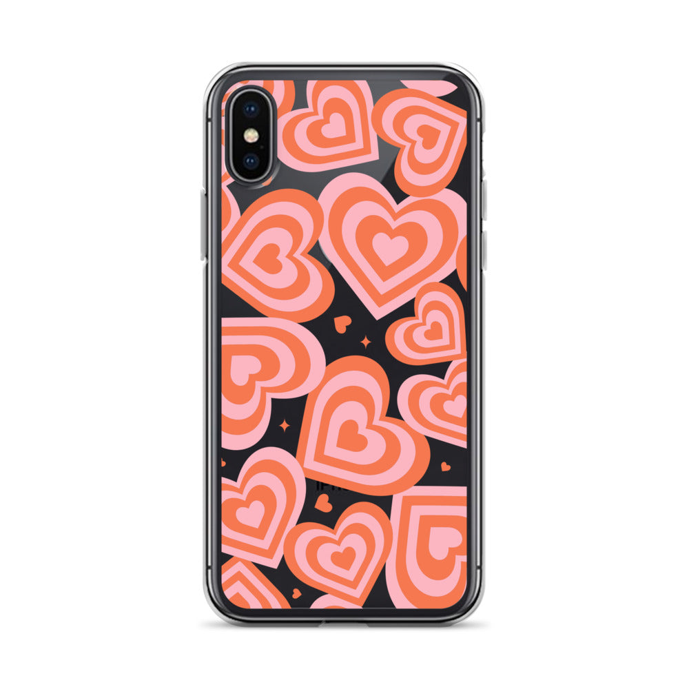 Pink & Red Hearts Clear iPhone Case iPhone X/XS