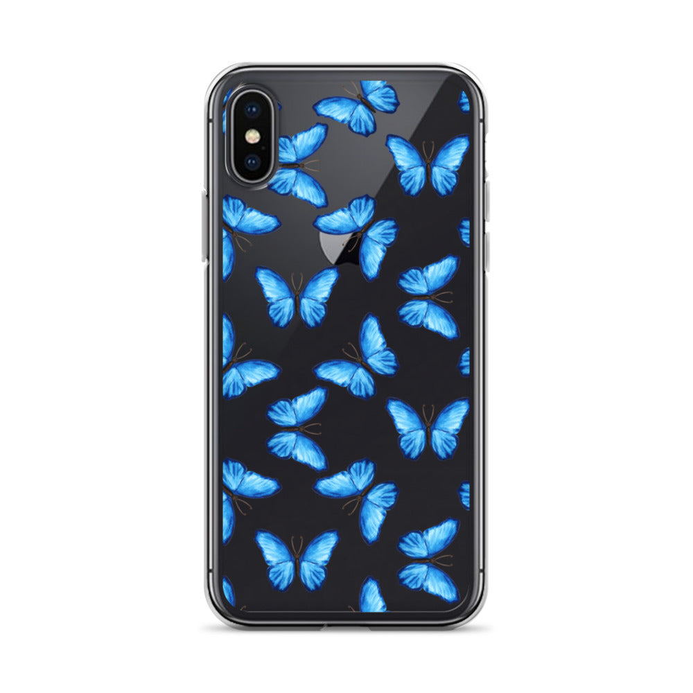 Blue Butterfly Clear iPhone Case iPhone X/XS