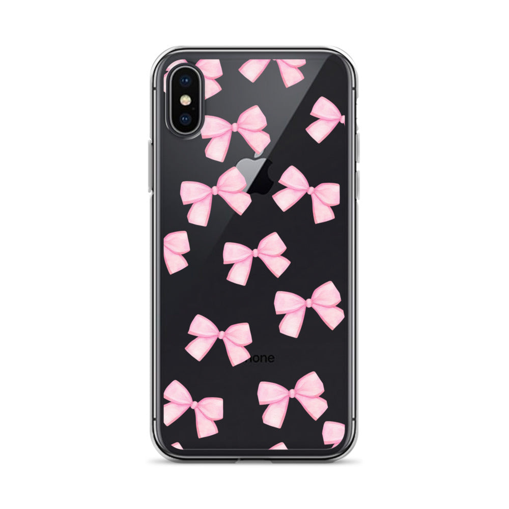 Pink Bows Clear iPhone Case