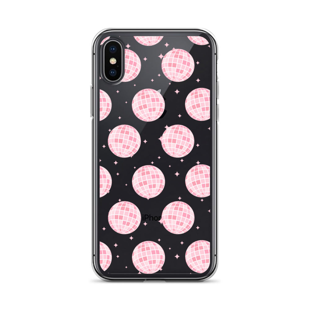 Light Pink Disco Balls Clear iPhone Case