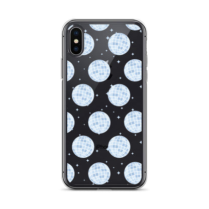 Blue Disco Balls Clear iPhone Case