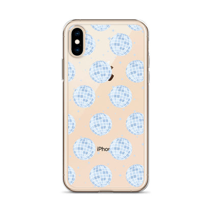 Blue Disco Balls Clear iPhone Case