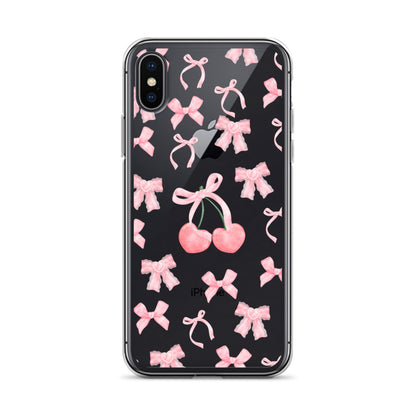 Cherry Bows Clear iPhone Case