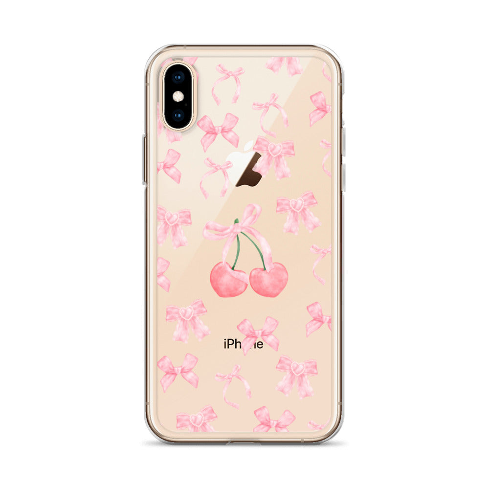 Cherry Bows Clear iPhone Case