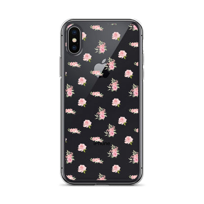 Pink Vintage Roses Clear iPhone Case