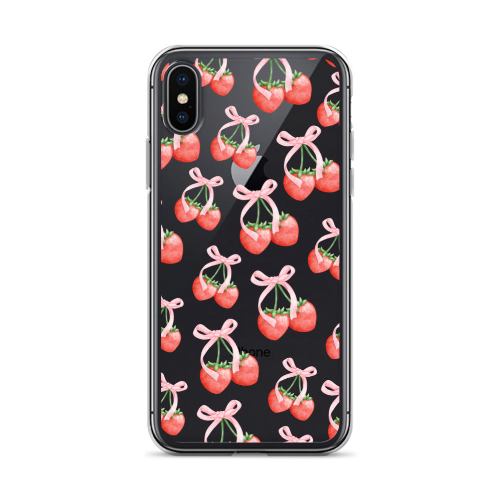 Sweet Strawberries Clear iPhone Case