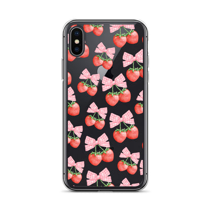 Strawberry Bows Clear iPhone Case