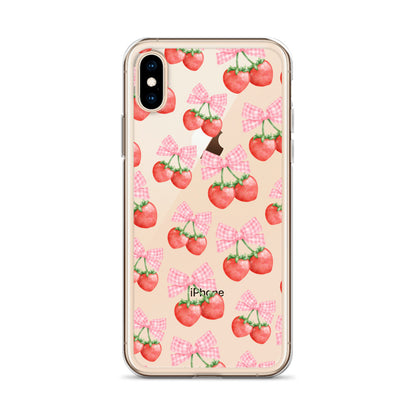 Strawberry Bows Clear iPhone Case