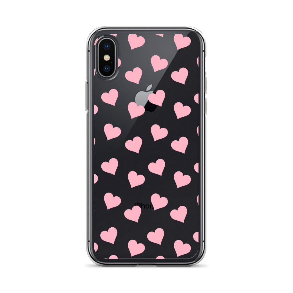 Pink Hearts Clear iPhone Case