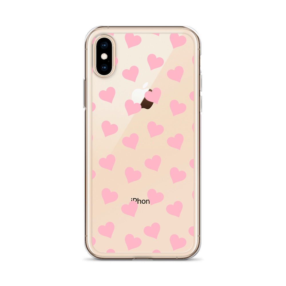 Pink Hearts Clear iPhone Case