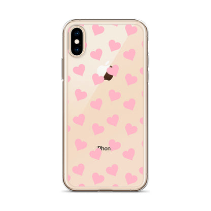 Pink Hearts Clear iPhone Case