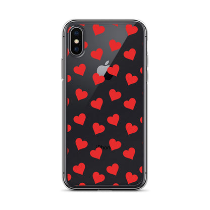 Red Hearts Clear iPhone Case