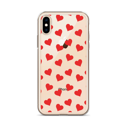 Red Hearts Clear iPhone Case