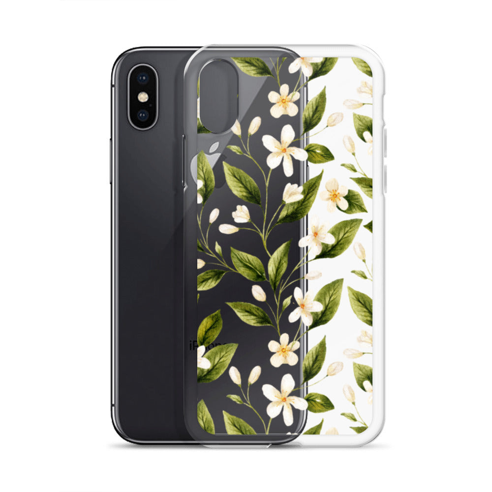 White Floral Clear iPhone Case