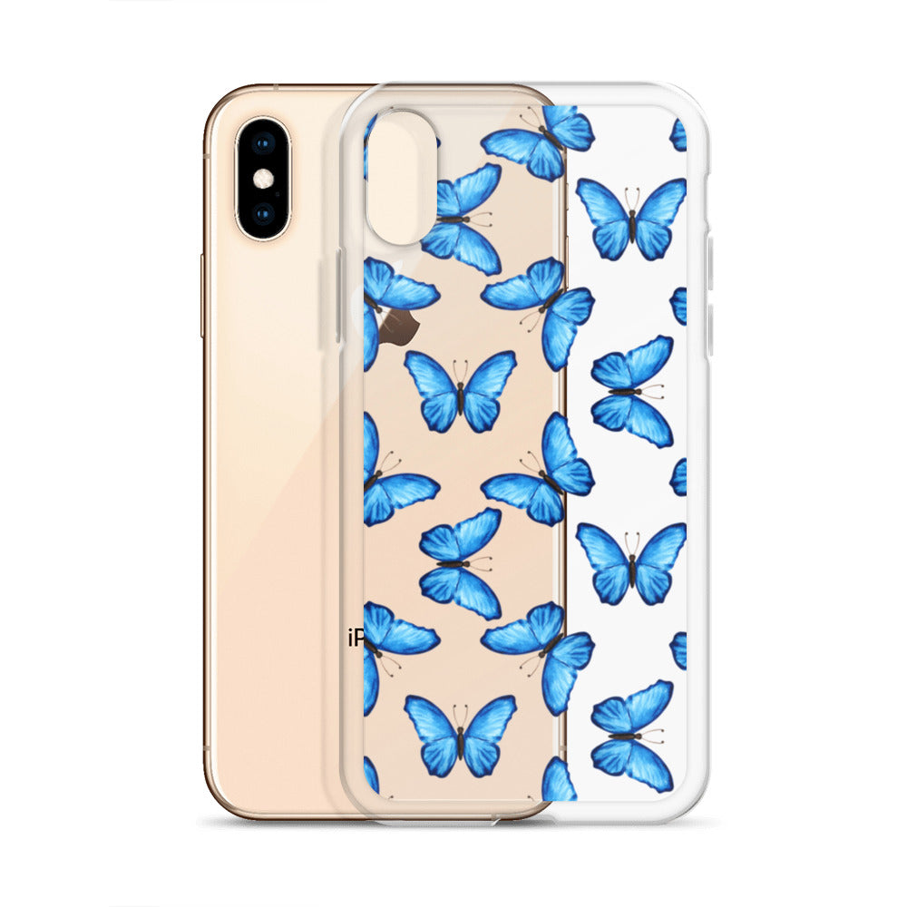 Blue Butterfly Clear iPhone Case