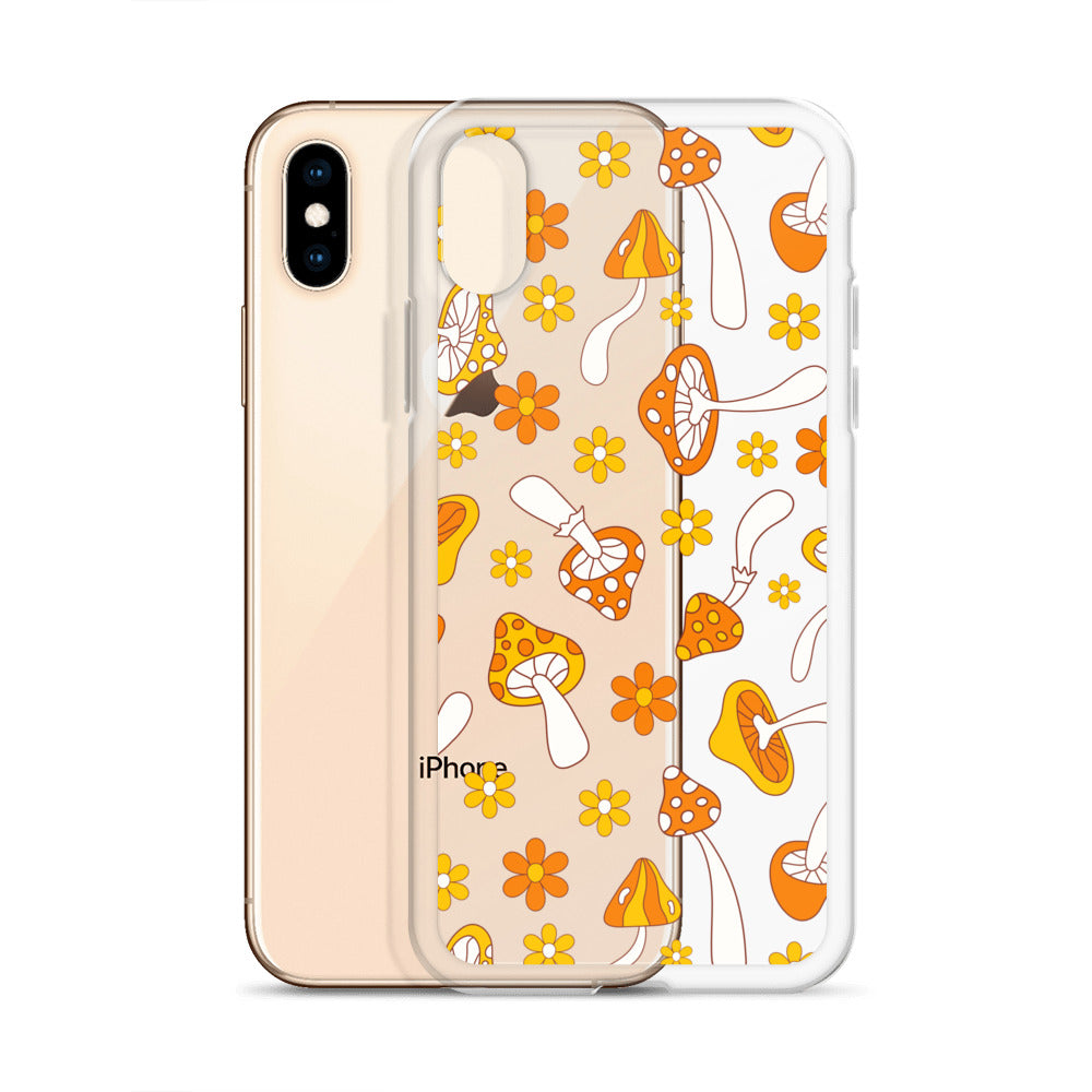 Retro Mushrooms Clear iPhone Case