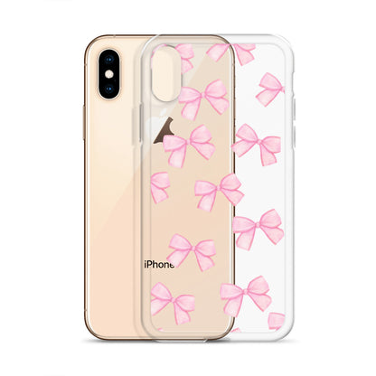 Pink Bows Clear iPhone Case