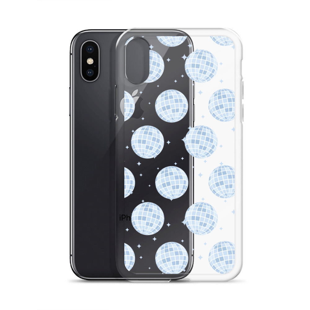 Blue Disco Balls Clear iPhone Case