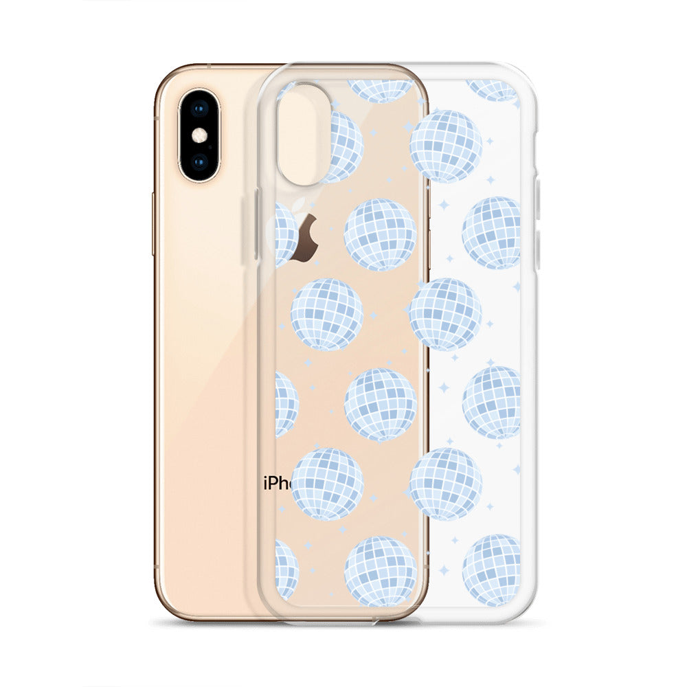 Blue Disco Balls Clear iPhone Case