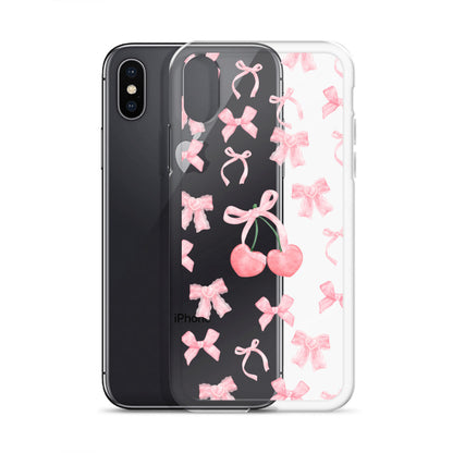 Cherry Bows Clear iPhone Case