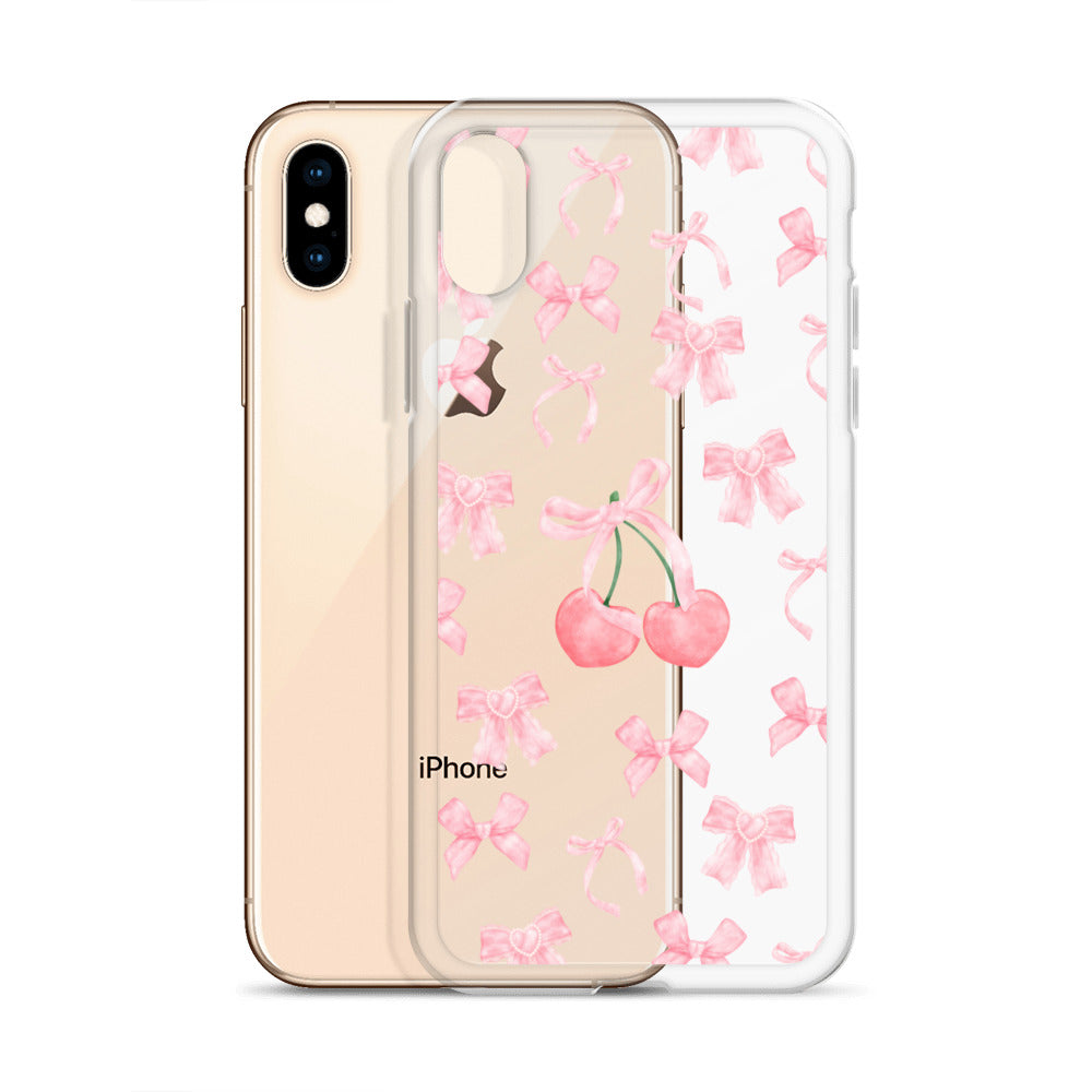 Cherry Bows Clear iPhone Case