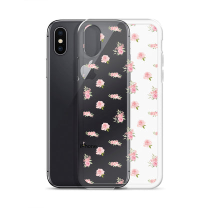 Pink Vintage Roses Clear iPhone Case