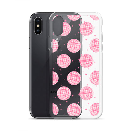 Pink Disco Balls Clear iPhone Case