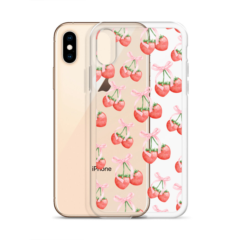 Sweet Strawberries Clear iPhone Case