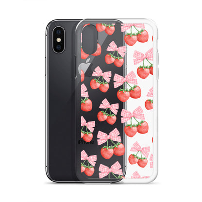 Strawberry Bows Clear iPhone Case