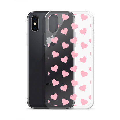 Pink Hearts Clear iPhone Case