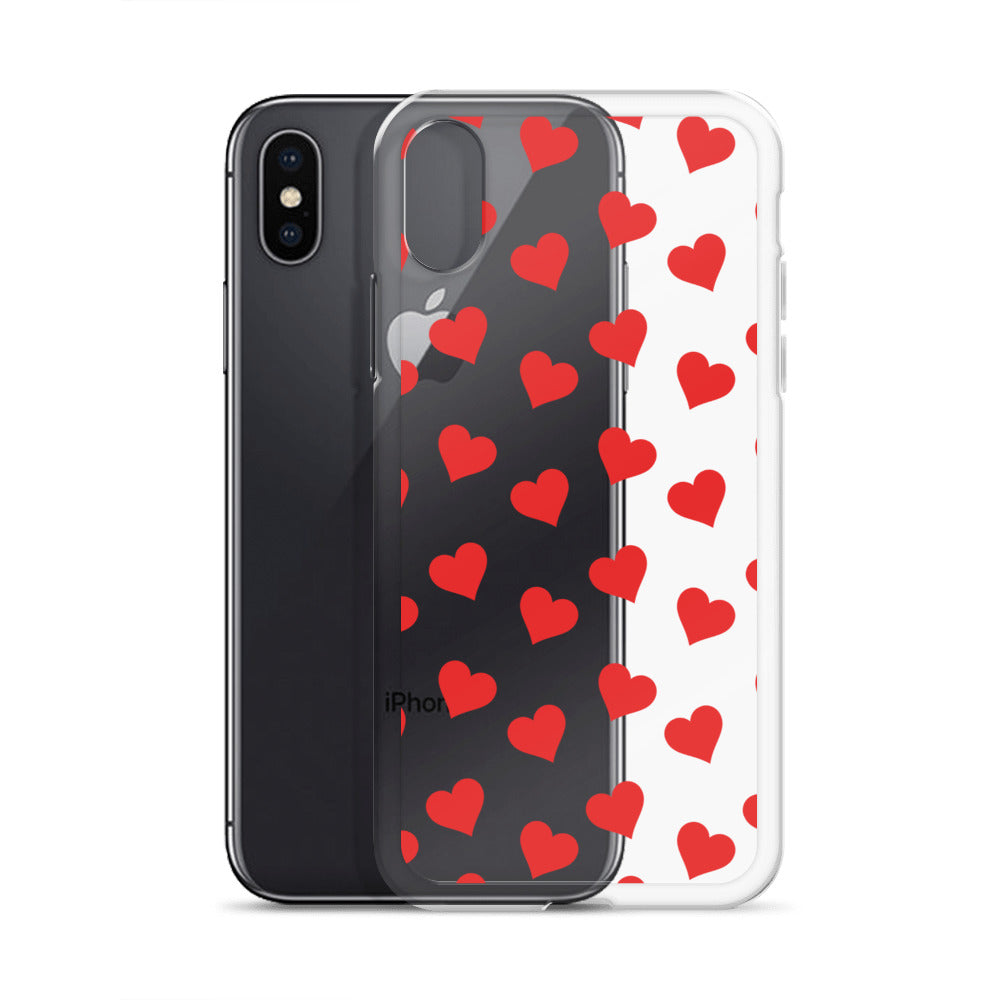 Red Hearts Clear iPhone Case