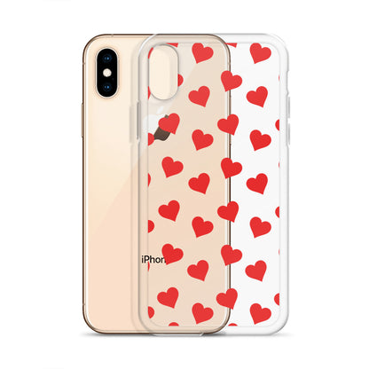 Red Hearts Clear iPhone Case