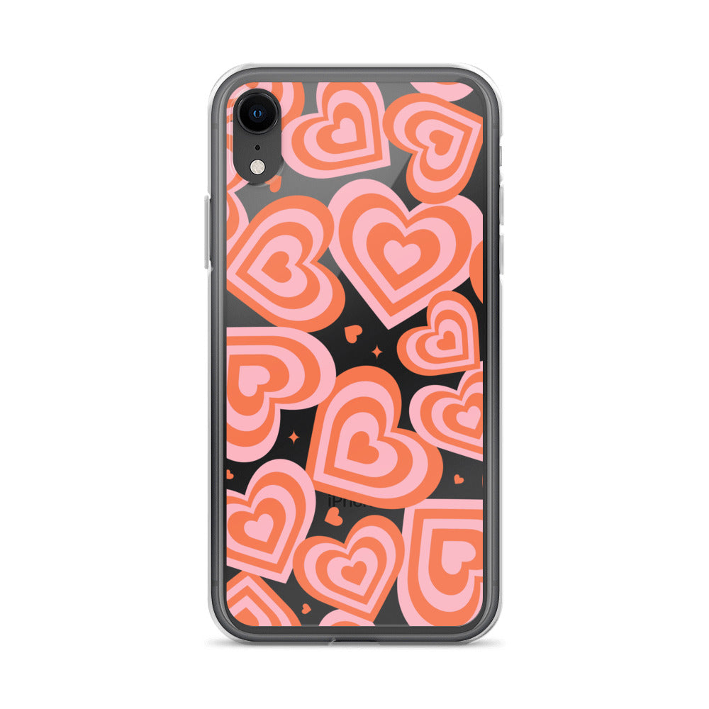 Pink & Red Hearts Clear iPhone Case iPhone XR