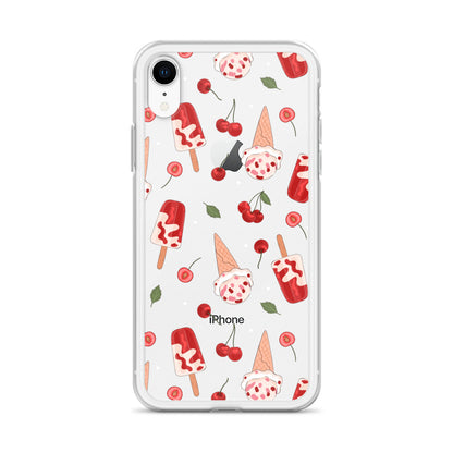 Cherry Ice Cream Clear iPhone Case