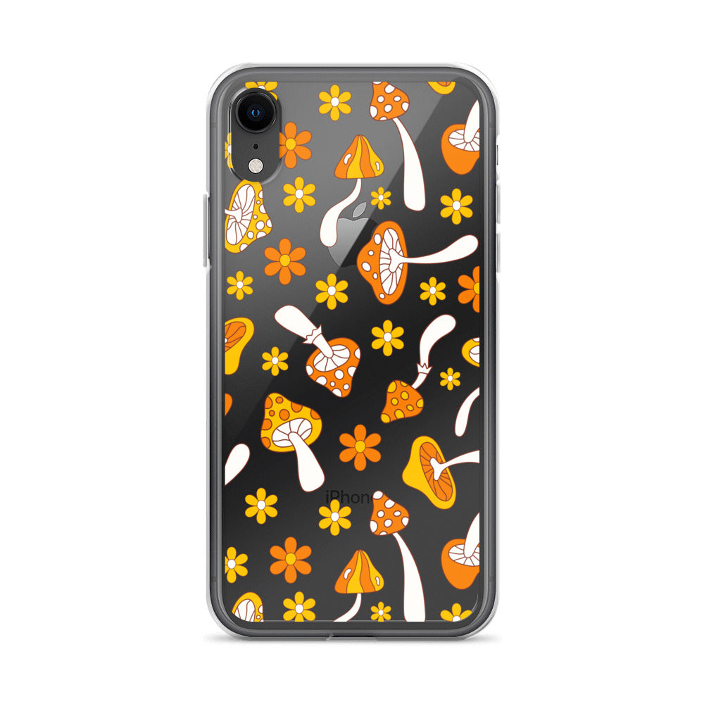 Retro Mushrooms Clear iPhone Case iPhone XR