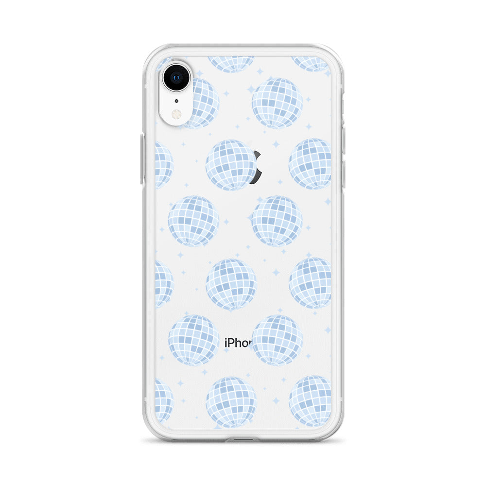 Blue Disco Balls Clear iPhone Case