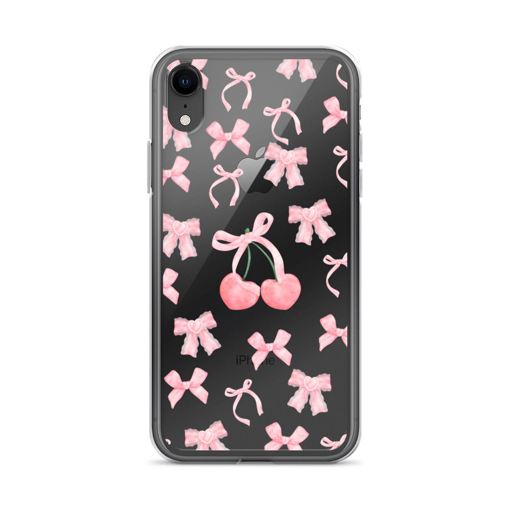 Cherry Bows Clear iPhone Case