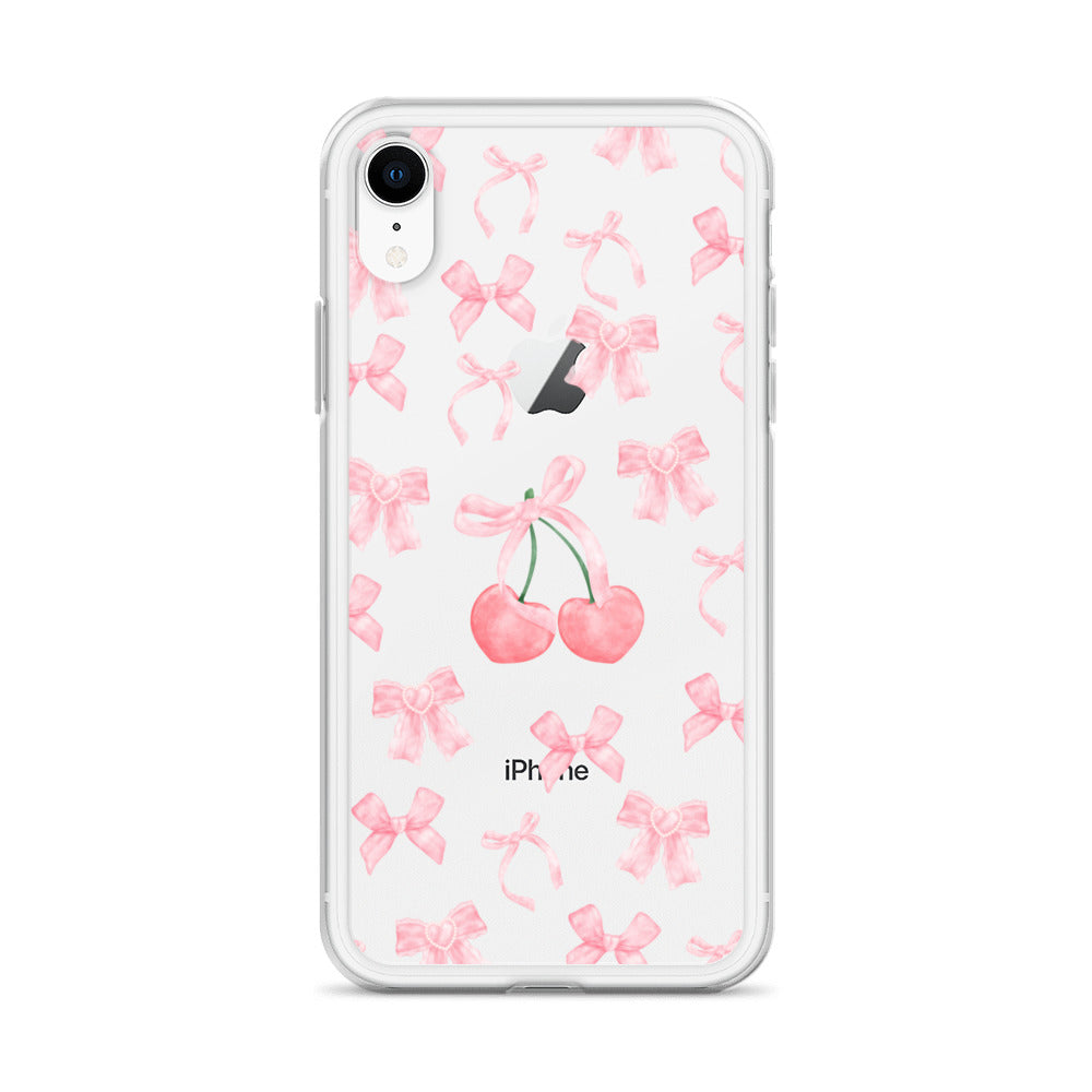 Cherry Bows Clear iPhone Case