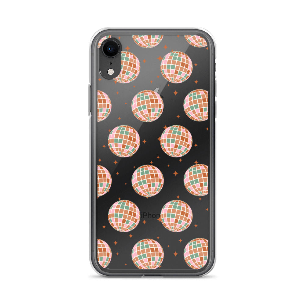 Brown Boho Disco Balls Clear iPhone Case