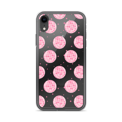 Pink Disco Balls Clear iPhone Case