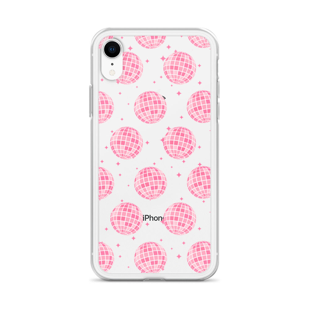 Pink Disco Balls Clear iPhone Case