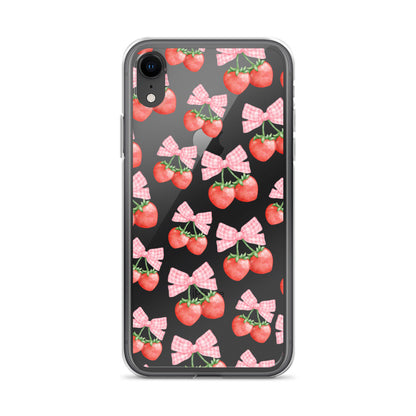 Strawberry Bows Clear iPhone Case