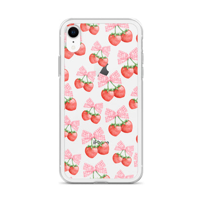 Strawberry Bows Clear iPhone Case