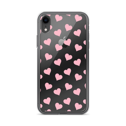 Pink Hearts Clear iPhone Case