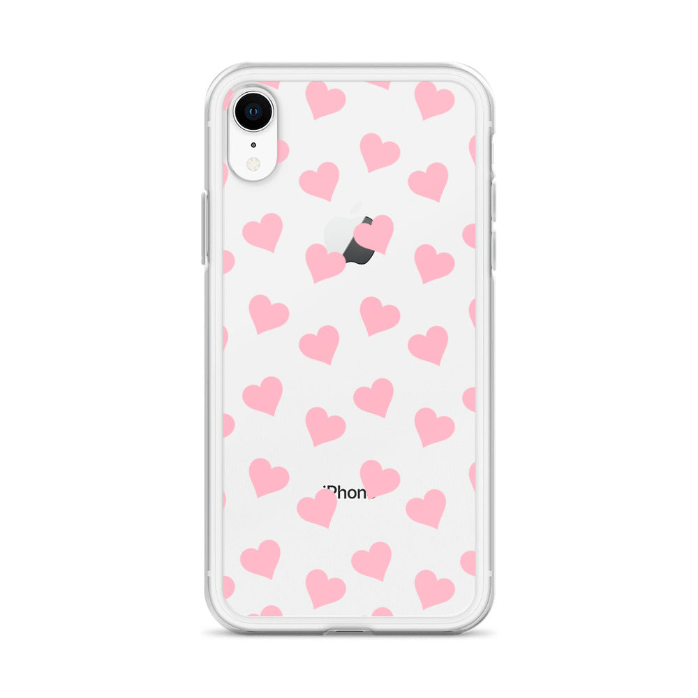 Pink Hearts Clear iPhone Case