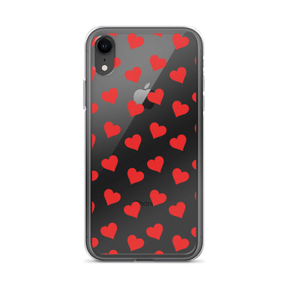 Red Hearts Clear iPhone Case