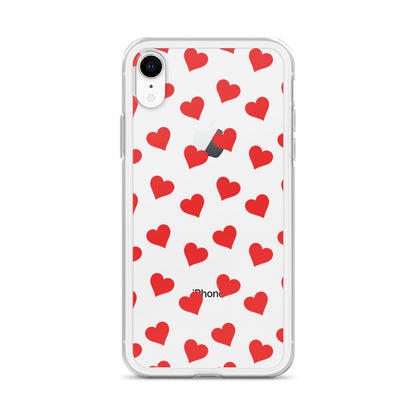 Red Hearts Clear iPhone Case