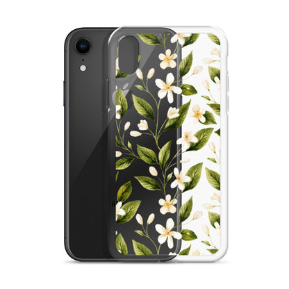 White Floral Clear iPhone Case