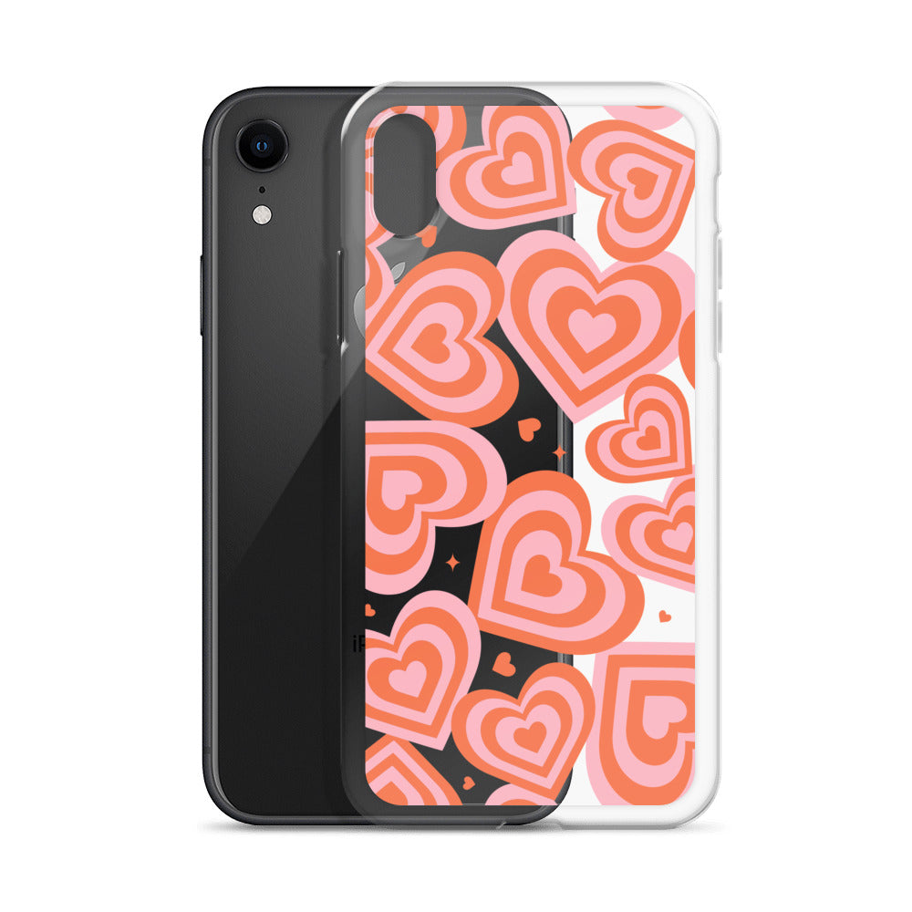 Pink & Red Hearts Clear iPhone Case