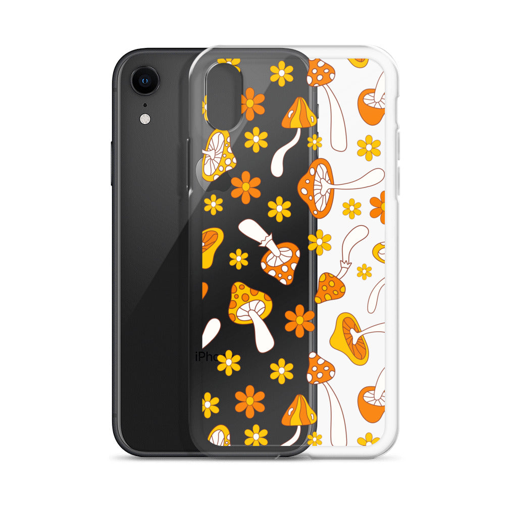 Retro Mushrooms Clear iPhone Case